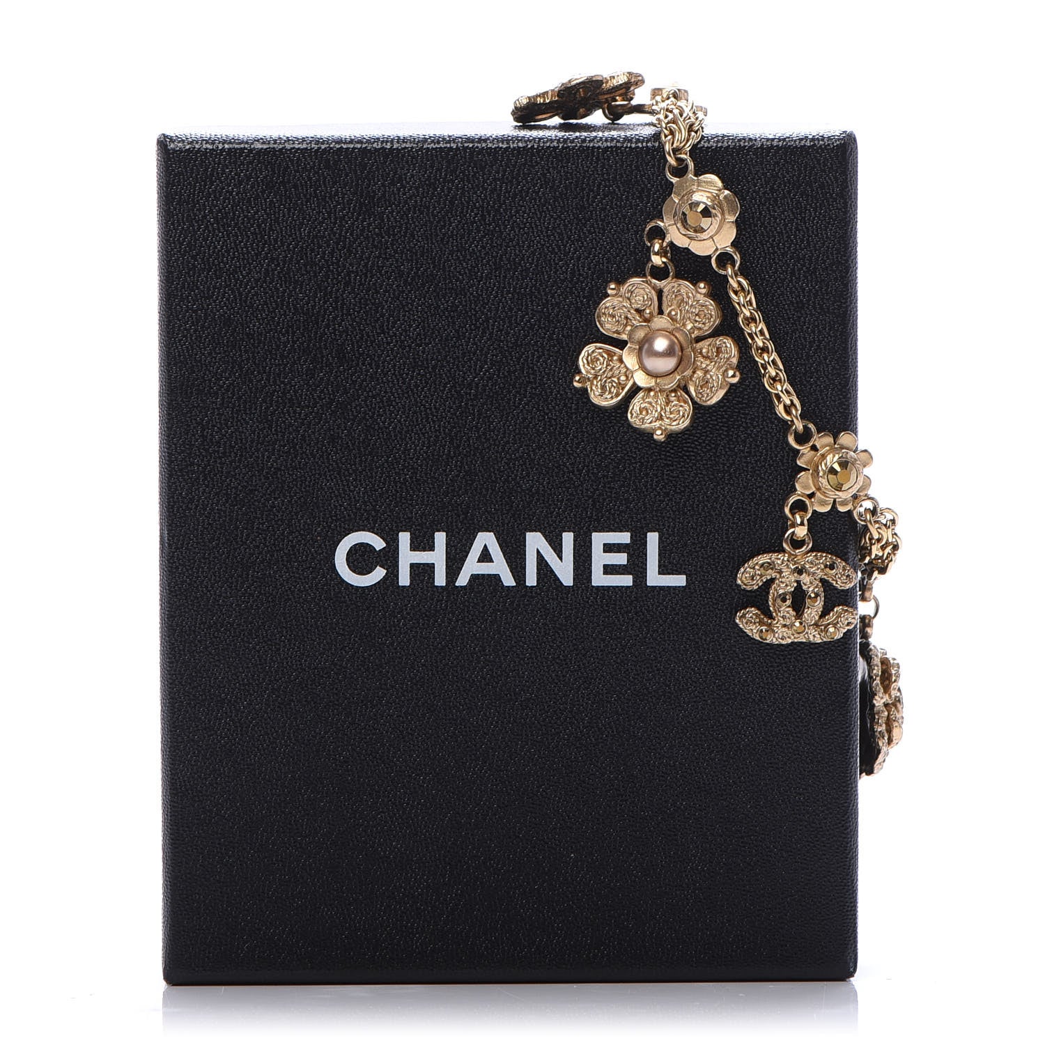 Chanel Crystal Pearl Camellia CC Charm Bracelet Gold 5 of 5