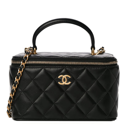 Chanel Lambskin Quilted Small Top Handle Vanity Case With Chain Black 3 of 13