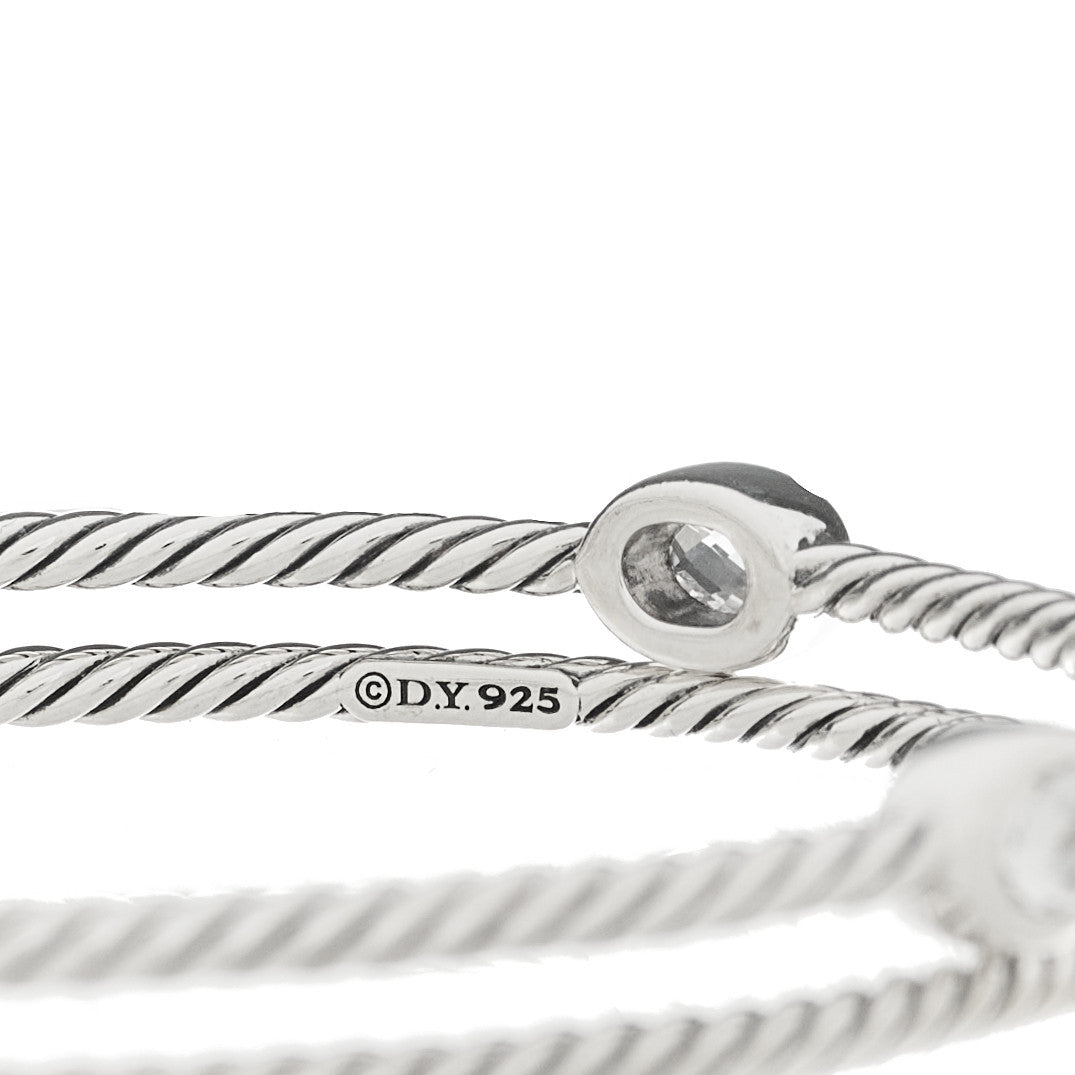 David Yurman Sterling Silver Crystal Color Classics Cable Bangle Bracelet Set of 2 3 of 3