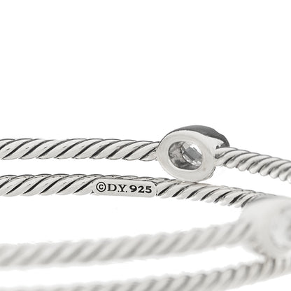 David Yurman Sterling Silver Crystal Color Classics Cable Bangle Bracelet Set of 2 3 of 3