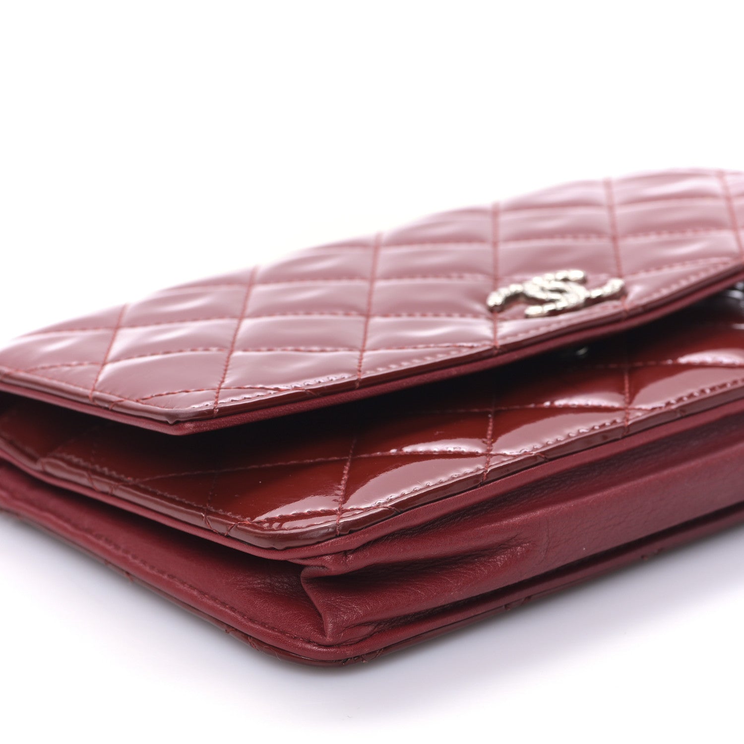 Chanel Patent Quilted Brilliant Wallet On Chain WOC Red 9 of 11
