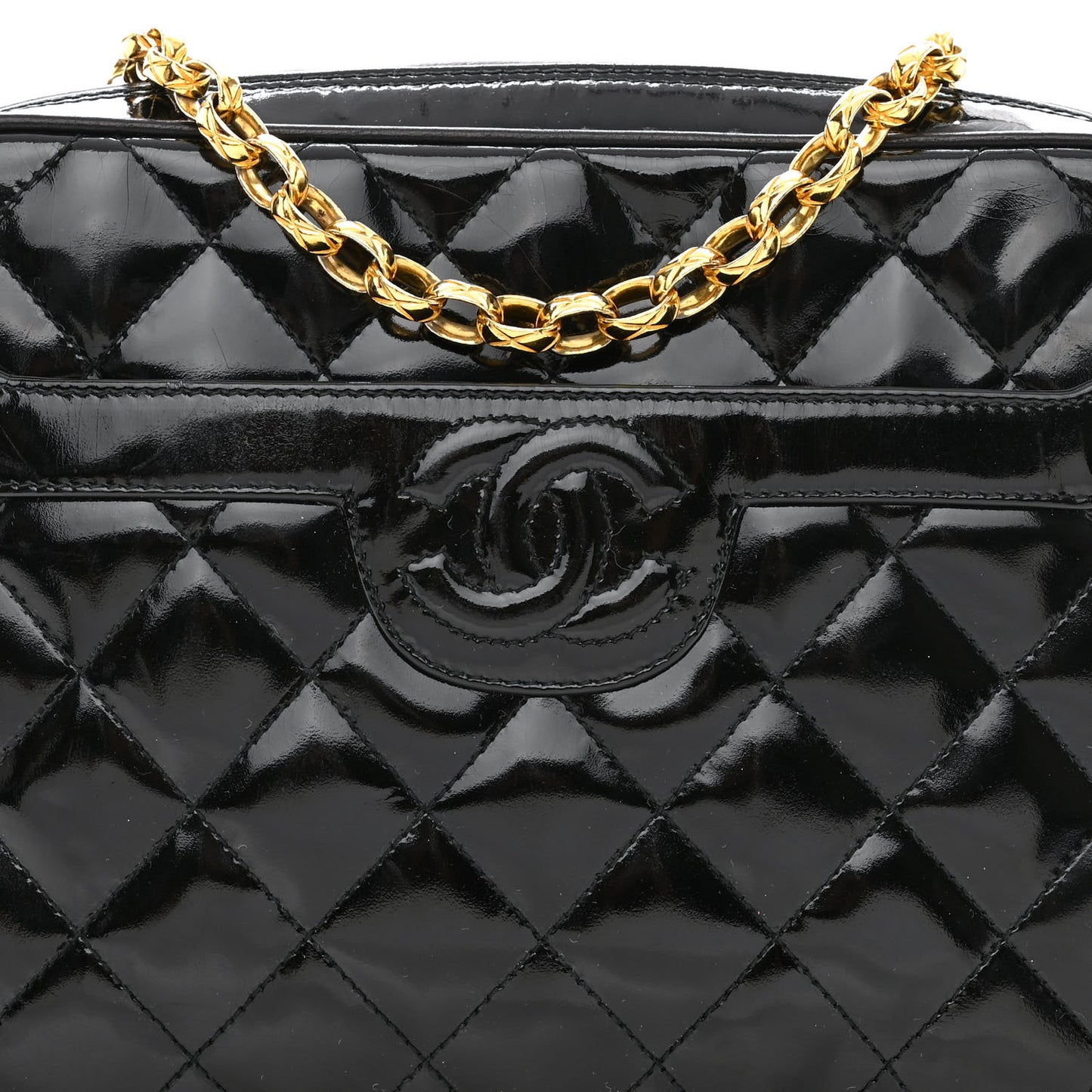 Patent Quilted Tassel Camera Case Black