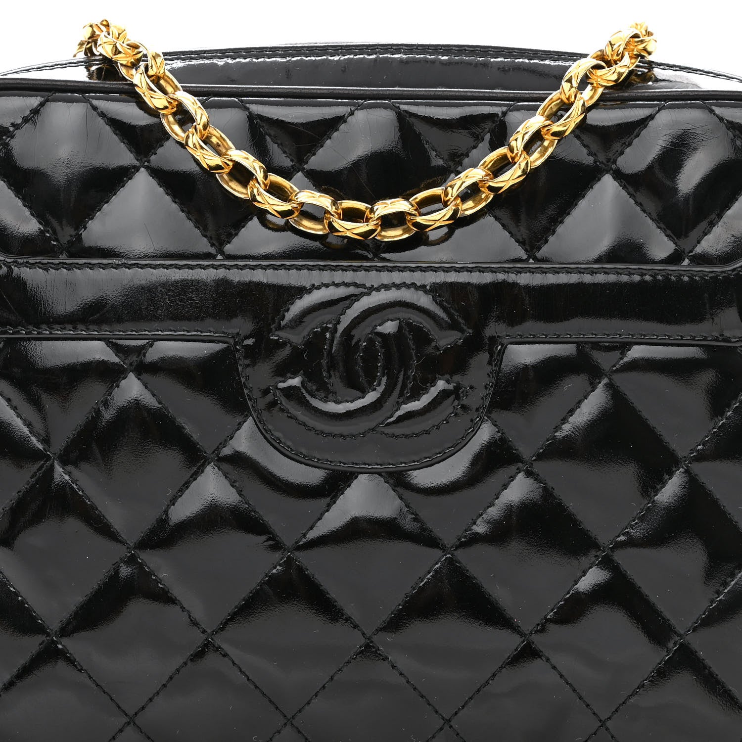 Chanel Patent Quilted Tassel Camera Case Black 8 of 11