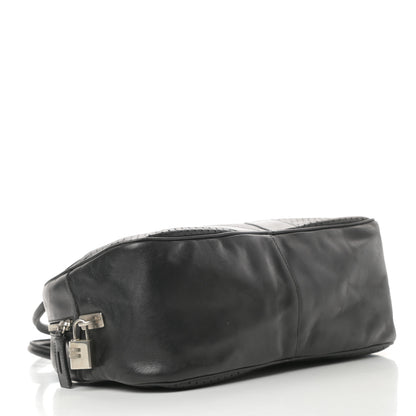 Prada Vitello Drive Perforated Bowling Bag Black 4 of 17