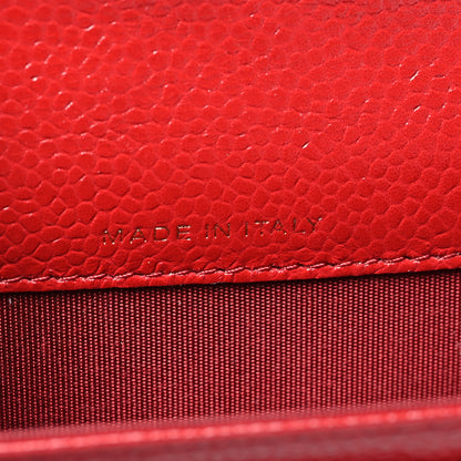 Chanel Caviar Camellia Embossed Card Holder Wallet Red 7 of 9