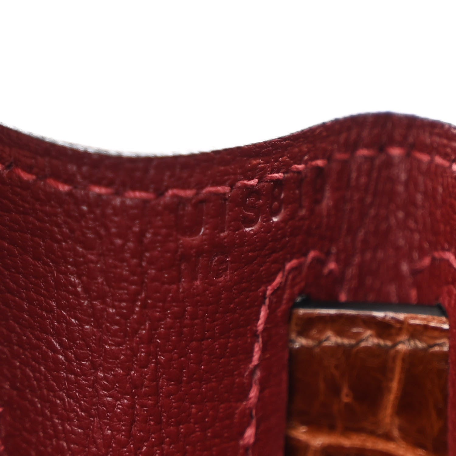 Hermes Madame Calfskin Shiny Niloticus Crocodile Kelly Sellier Touch 28 Rouge H Terre 7 of 11