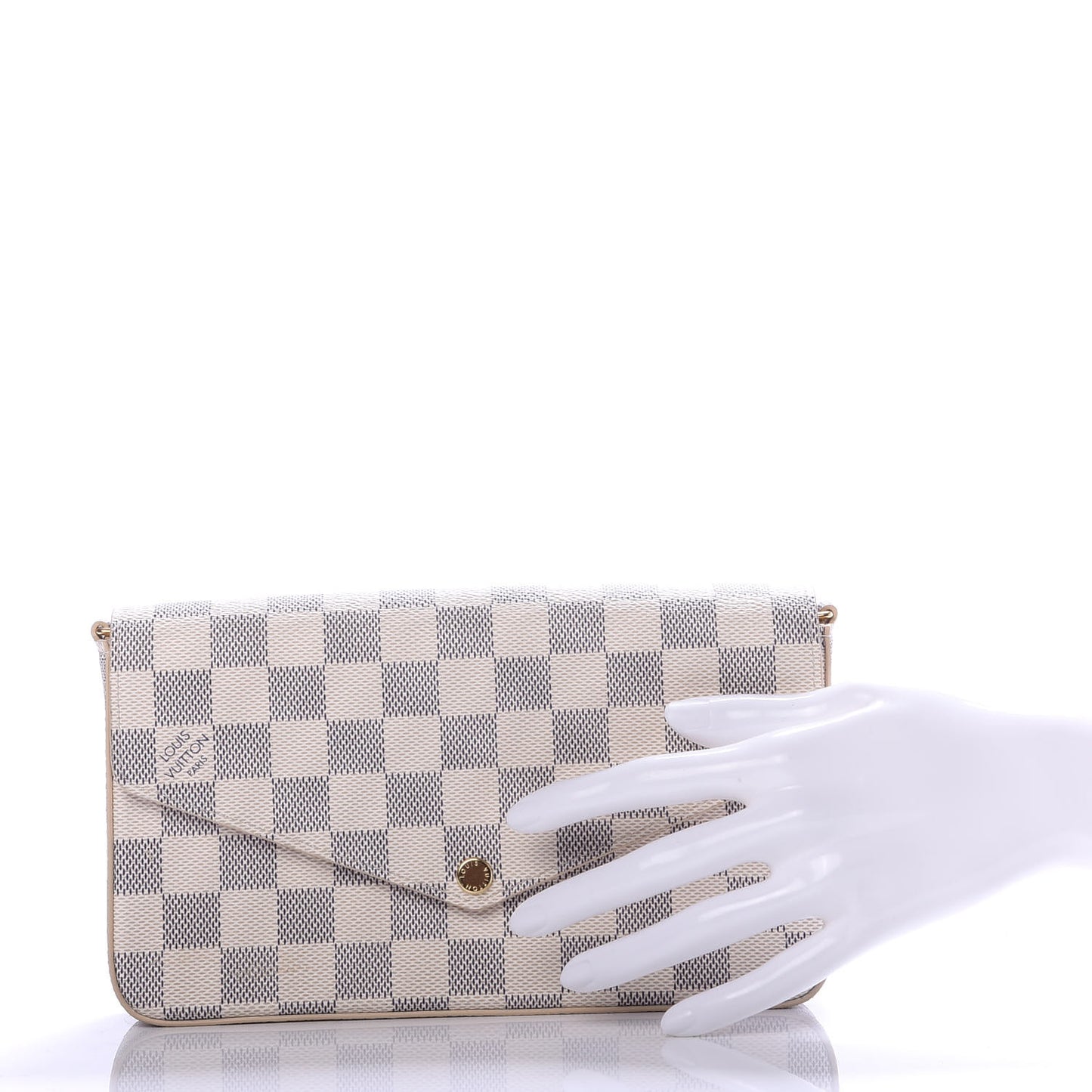 Damier Azur Pochette Felicie Chain Wallet Rose Ballerine