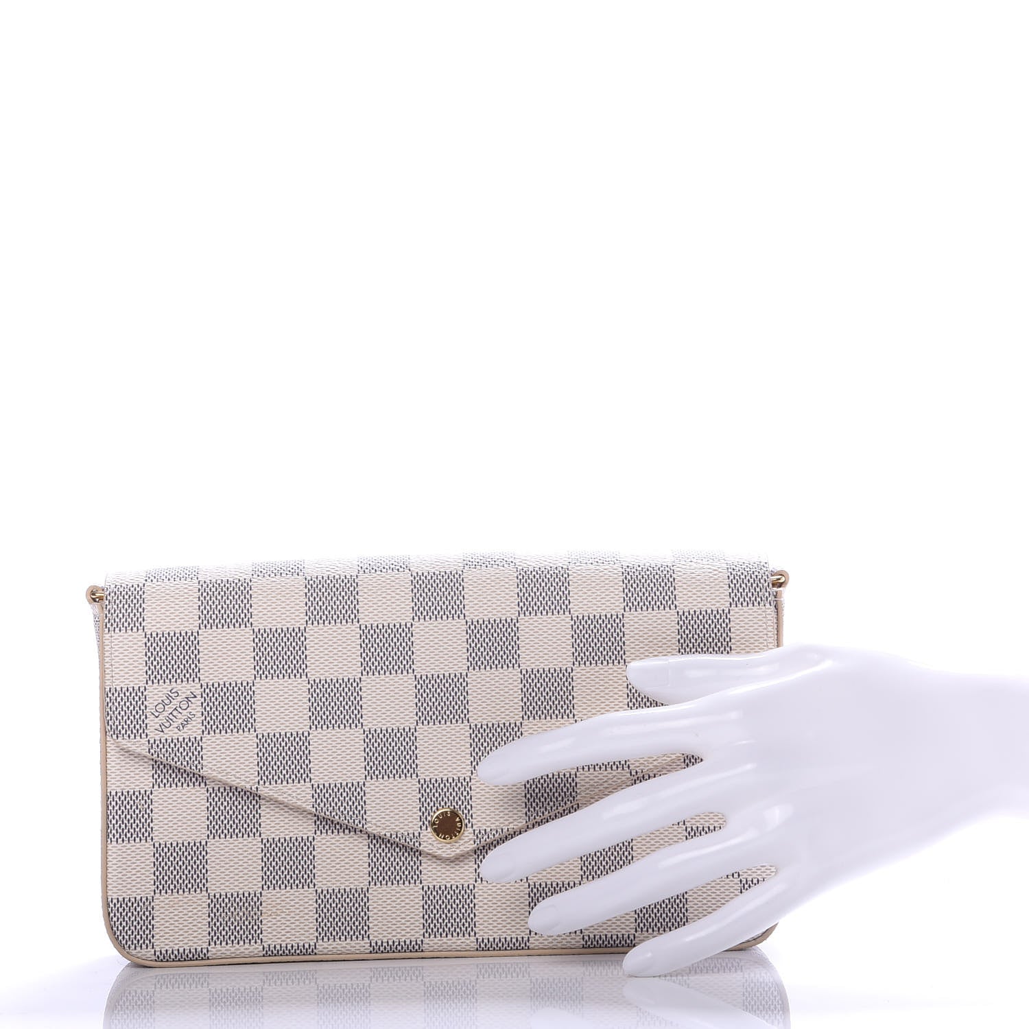 Louis Vuitton Damier Azur Pochette Felicie Chain Wallet Rose Ballerine 2 of 9