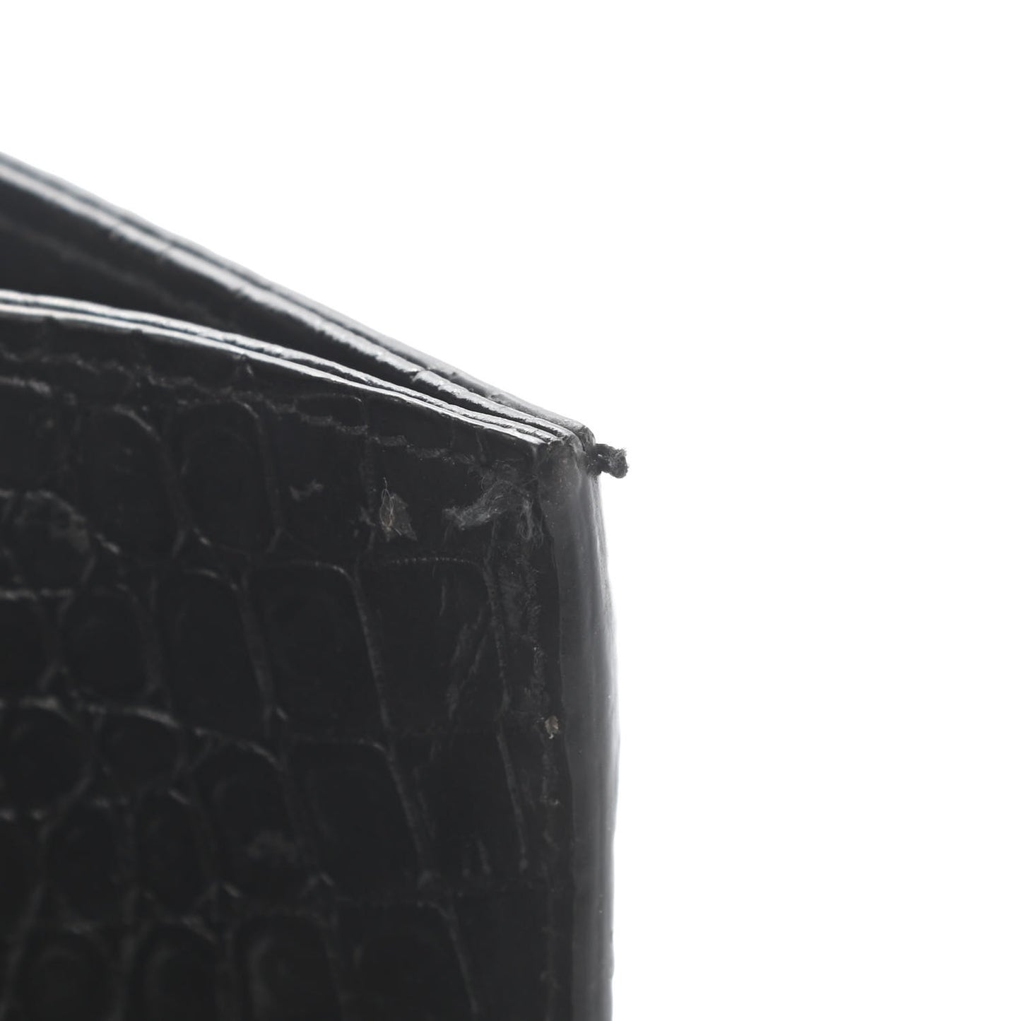 Calfskin Crocodile Embossed Monogram Large Satchel Black