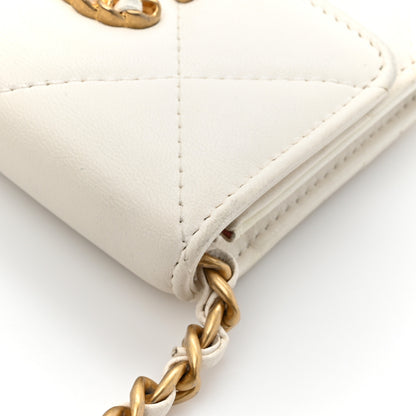 Chanel Lambskin Quilted Chanel 19 Flap Coin Purse With Chain White 14 of 14
