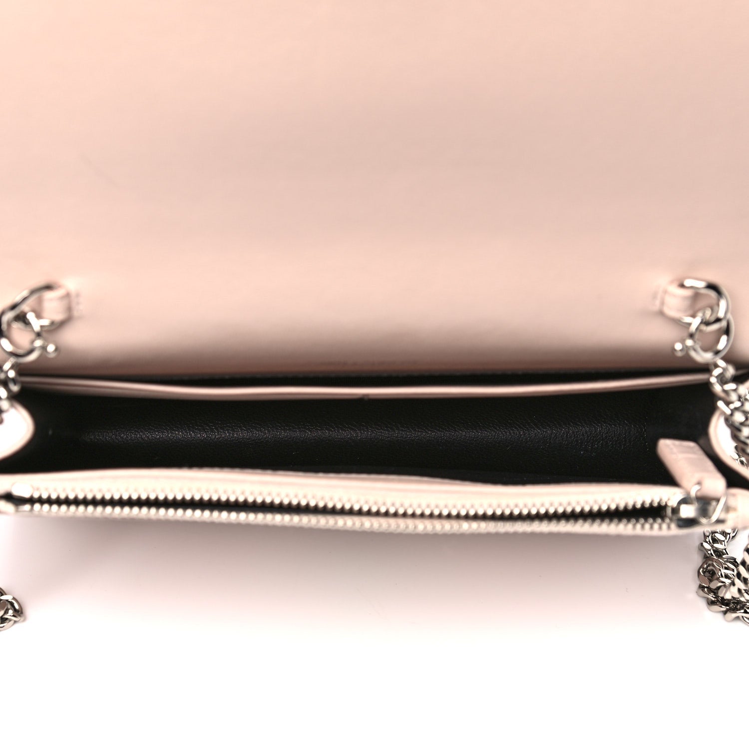 Saint Laurent Calfskin Crocodile Embossed Kate Monogram Tassel Chain Wallet Powder Pink 5 of 15