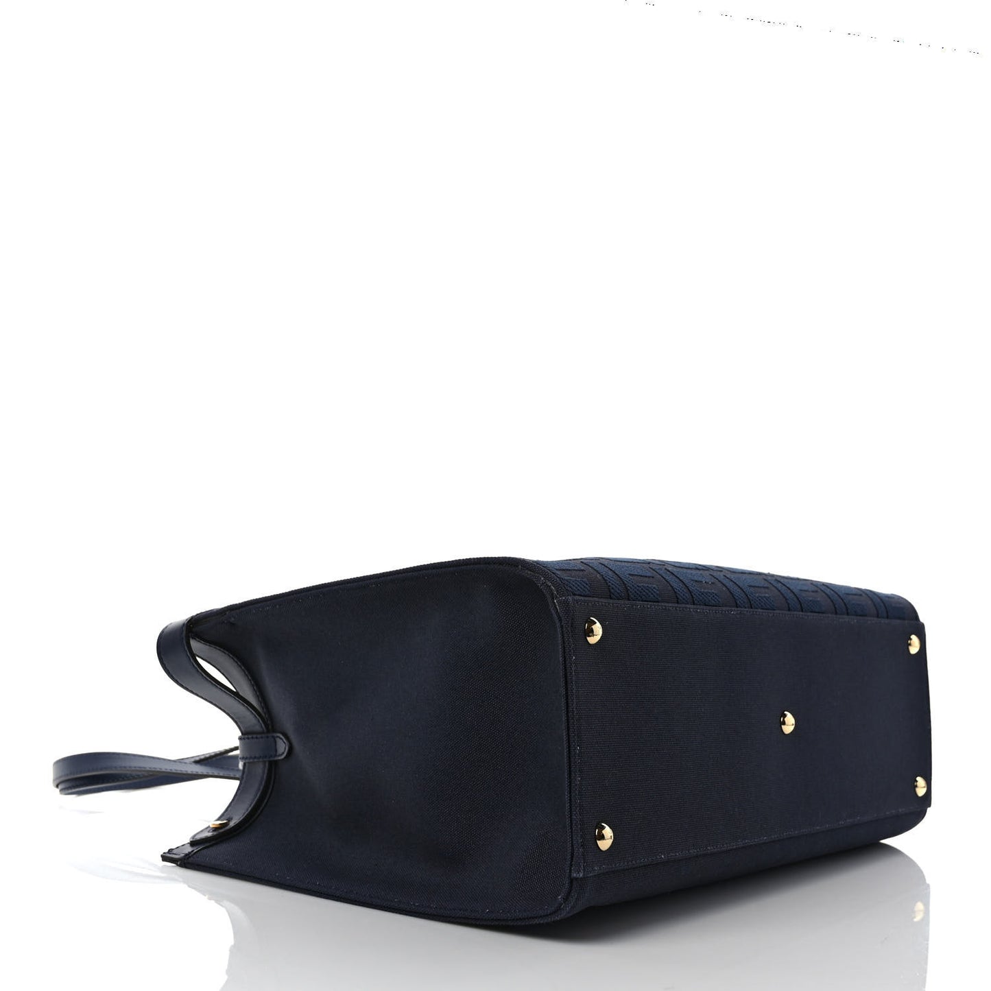 Canvas Vitello King FF Embroidered Medium Peekaboo X-Tote Marino