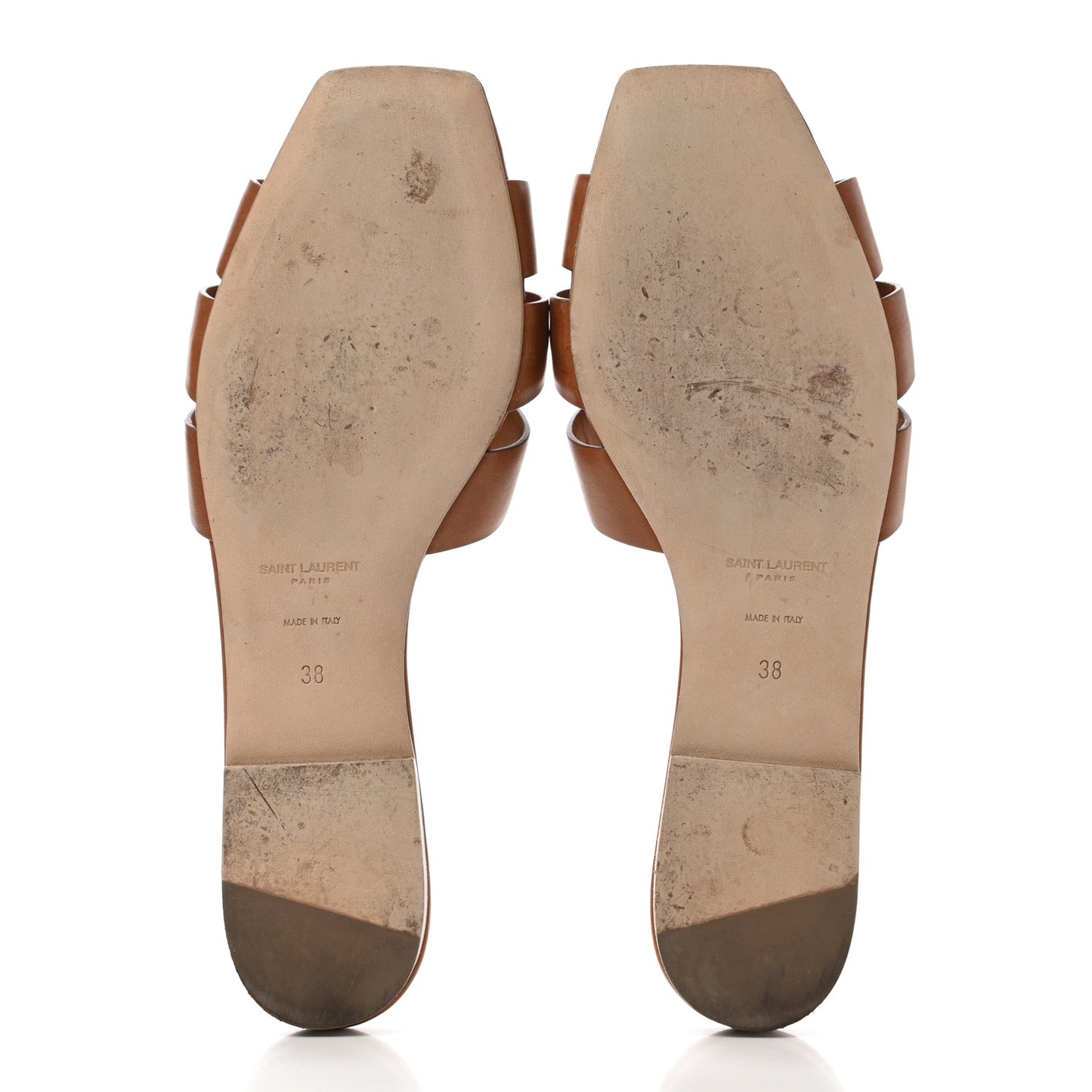Calfskin Tribute 05 Slide Sandals 38 Amber