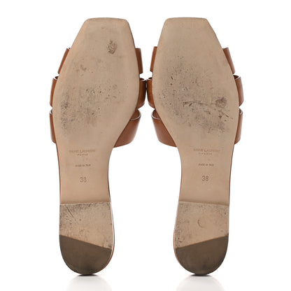 Saint Laurent Calfskin Tribute 05 Slide Sandals 38 Amber 5 of 8