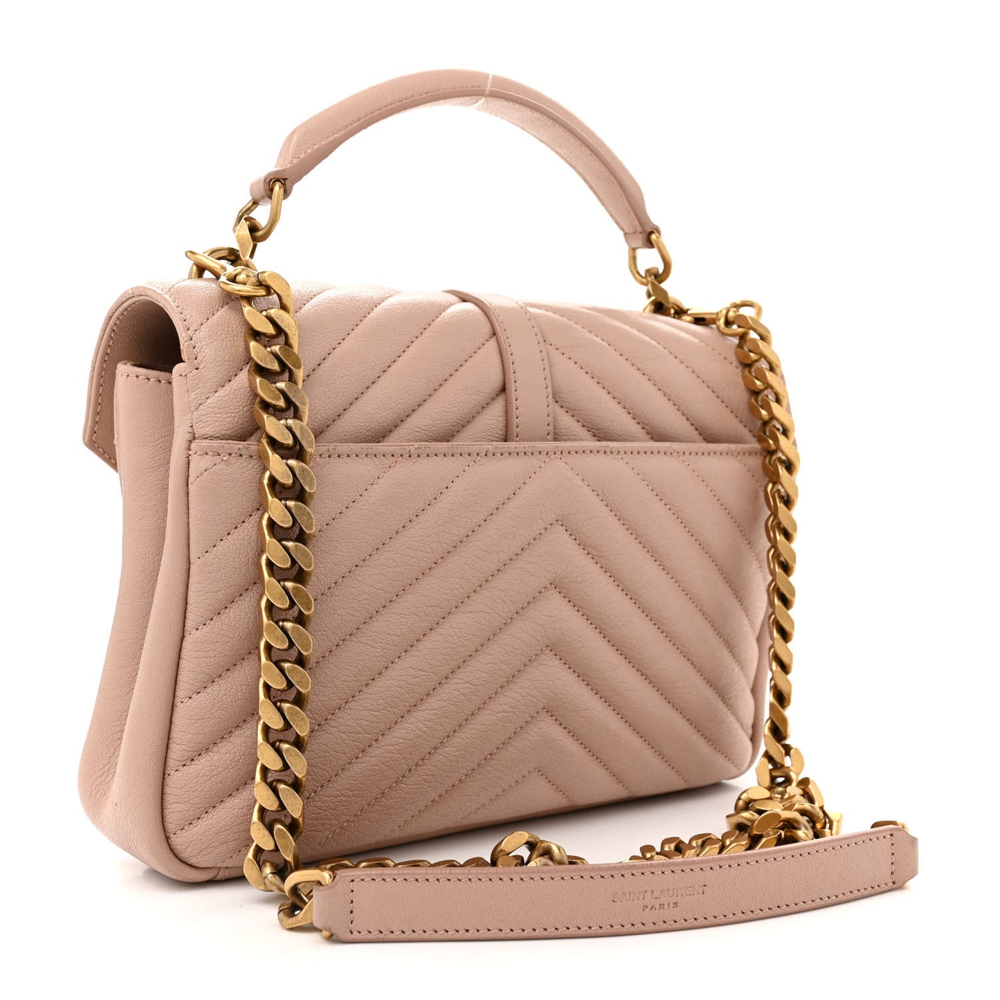 Sheepskin Matelasse Chevron Monogram Medium College Bag Rose Poudre