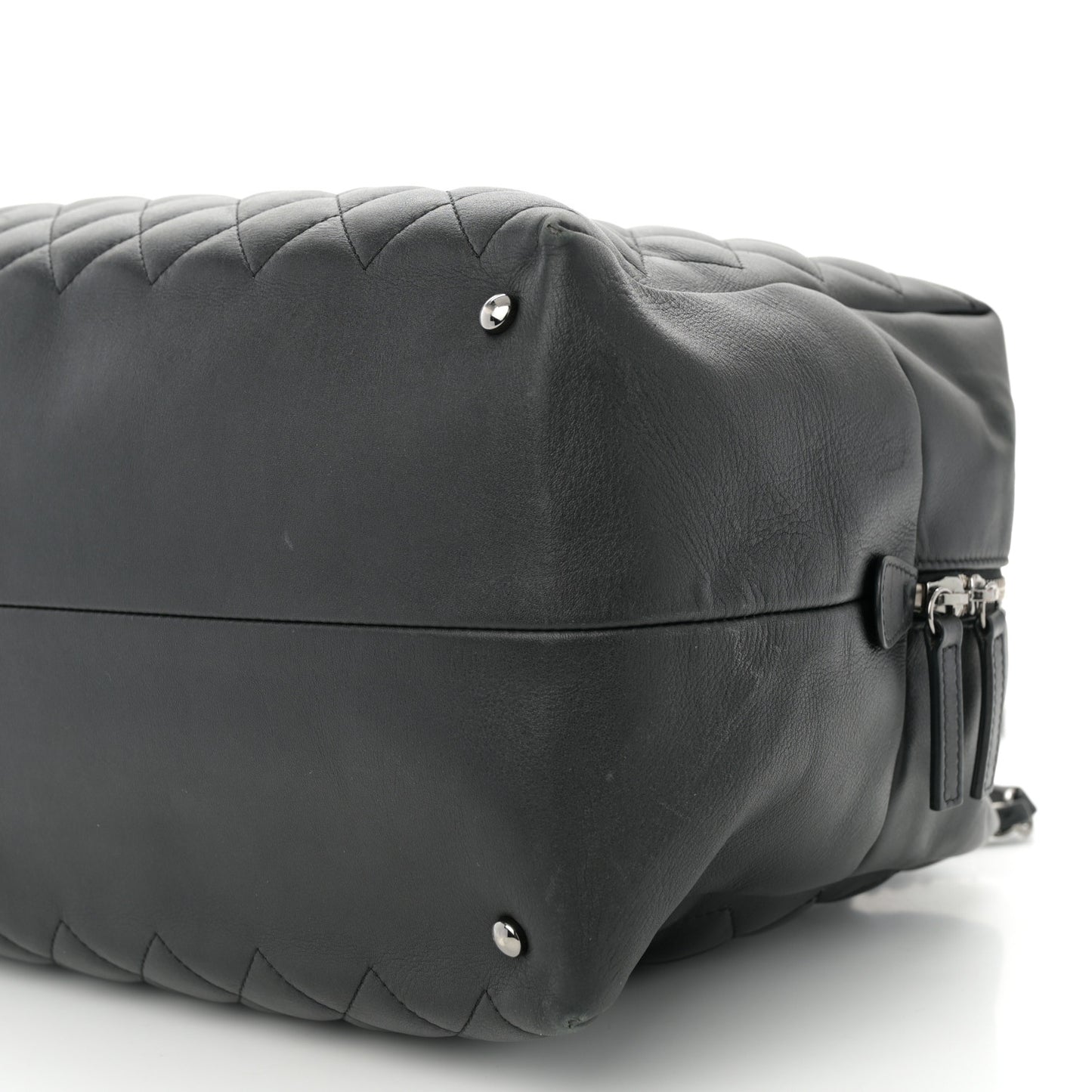 Calfskin Quilted Feather Weight Bowling Bag Black