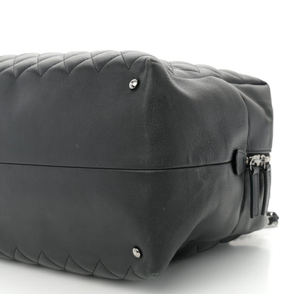 Chanel Calfskin Quilted Feather Weight Bowling Bag Black 10 of 11