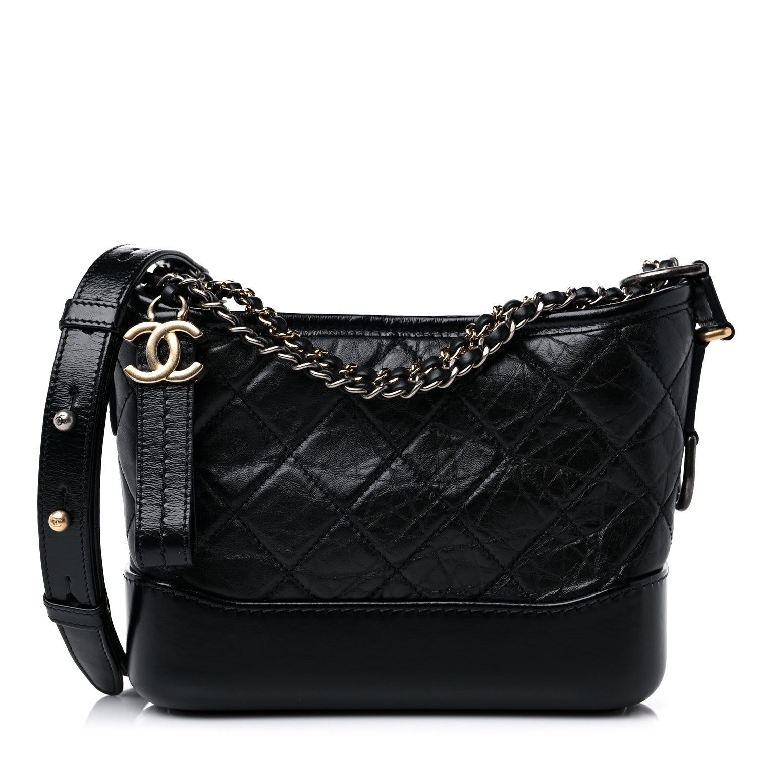Chanel Aged Calfskin Quilted Small Gabrielle Hobo Black 1 of 11