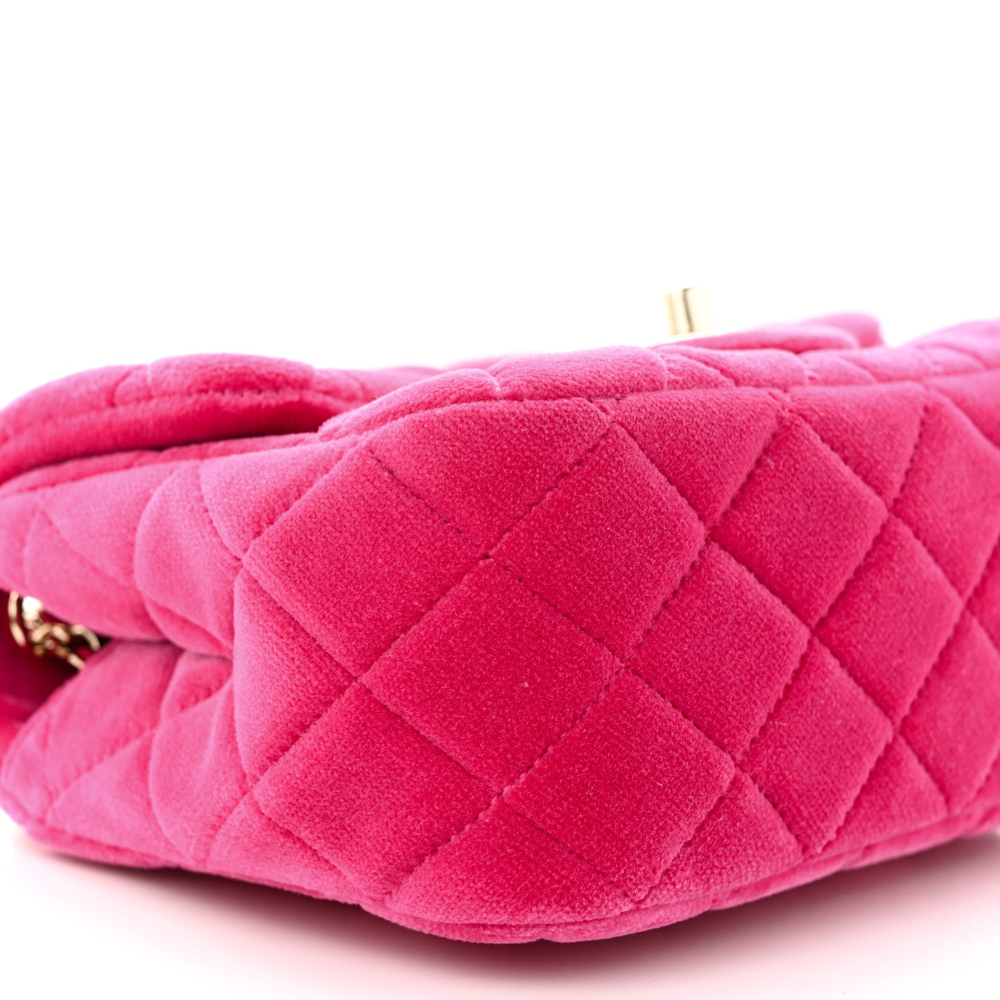 Velvet Quilted Mini Square Pearl Crush Flap Fuchsia