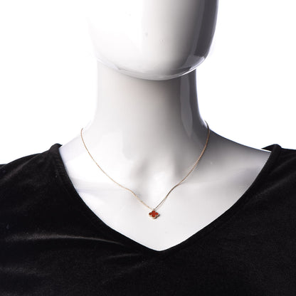 Van Cleef & Arpels 18K Rose Gold Carnelian Sweet Alhambra Pendant Necklace 2 of 8