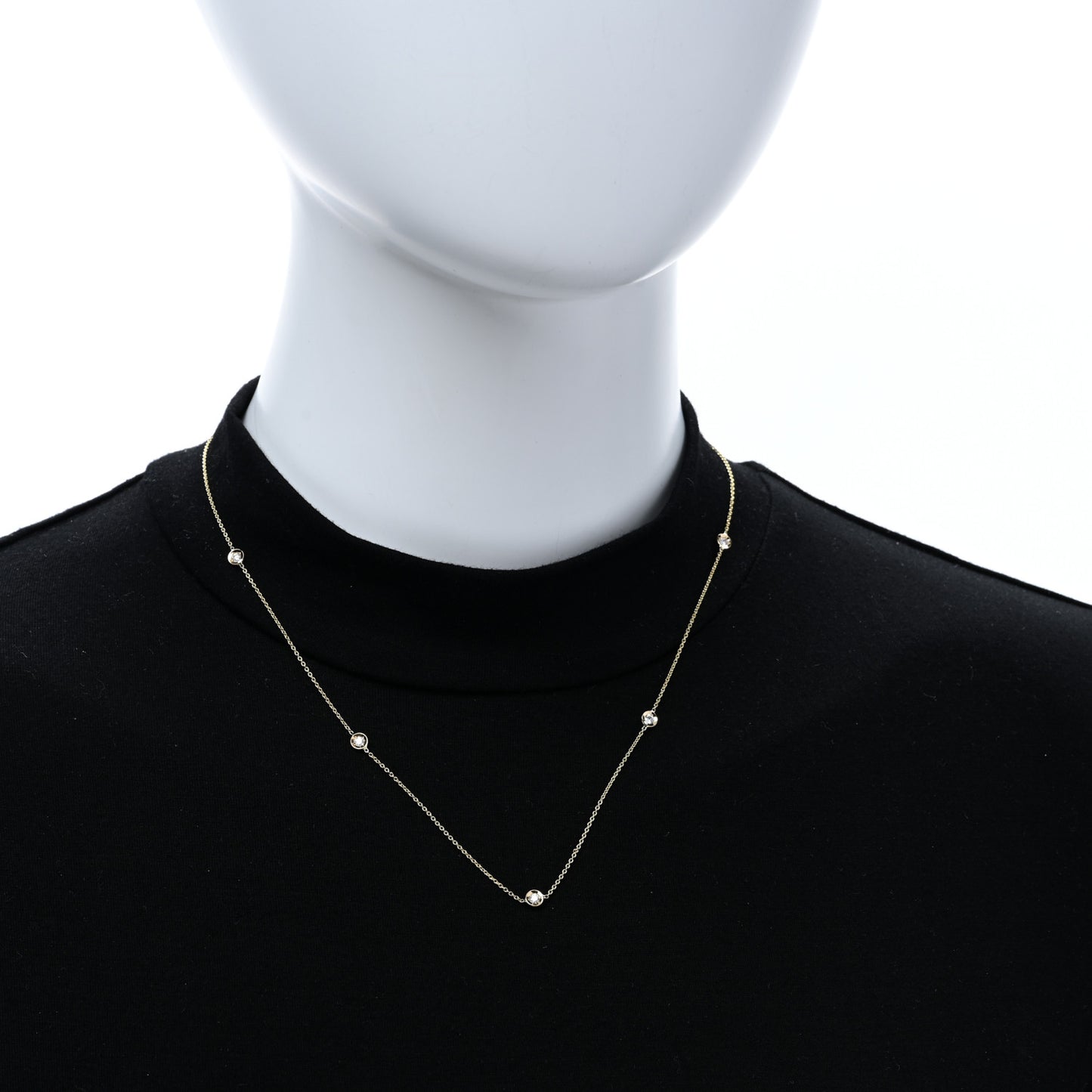 18K Yellow Gold Diamond .25ct Diamonds By The Inch Five Station Necklace