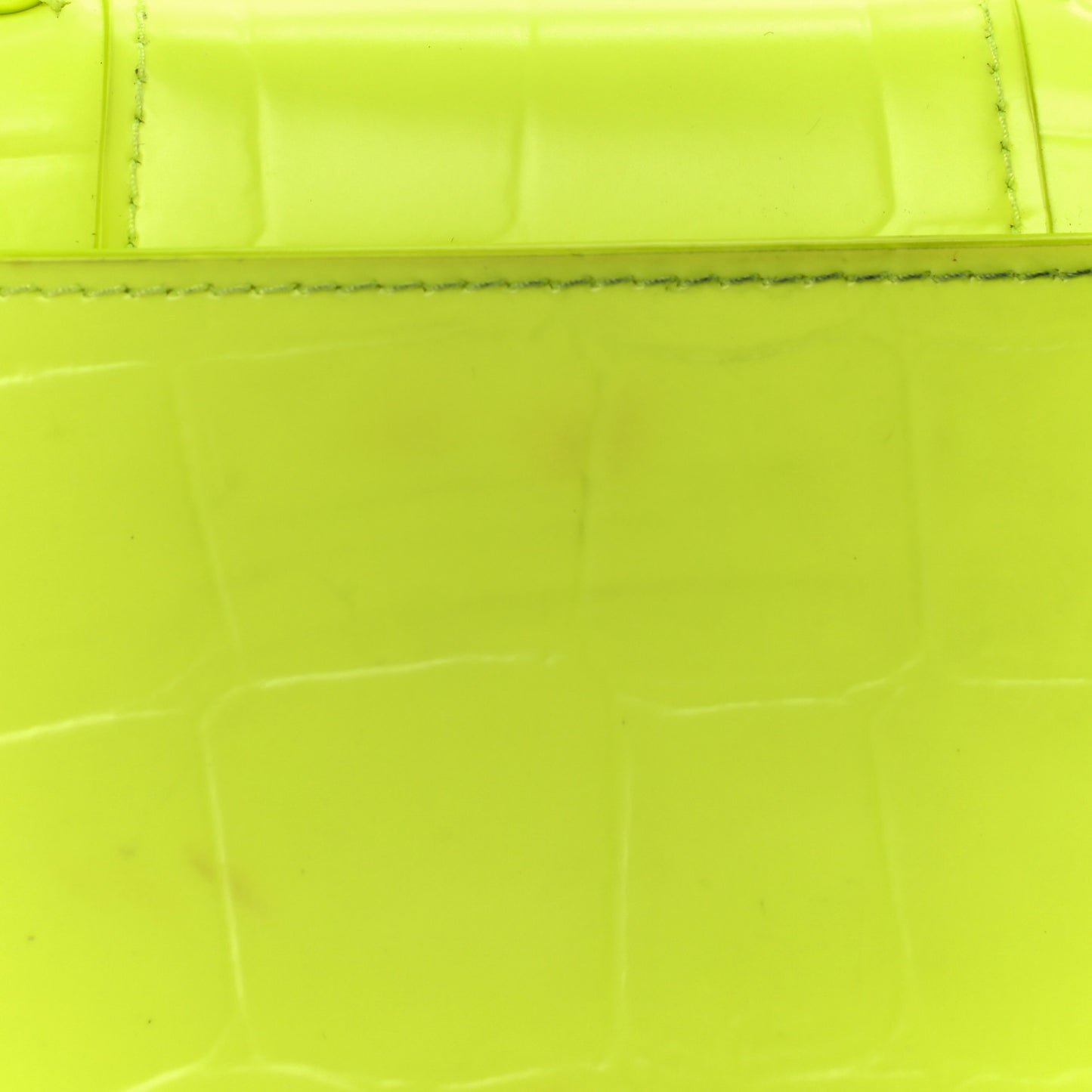 Semi Shiny Calfskin Crocodile Embossed Hourglass Top Handle Bag Mini Fluo Yellow