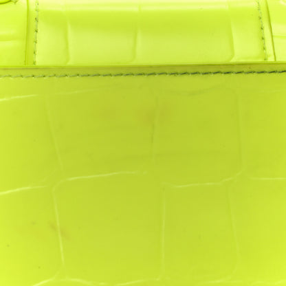 Balenciaga Semi Shiny Calfskin Crocodile Embossed Hourglass Top Handle Bag Mini Fluo Yellow 15 of 18