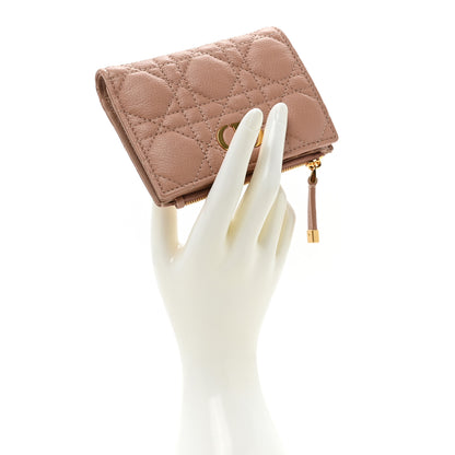 Christian Dior Grained Calfskin Supple Cannage Caro Dahlia Wallet Rose Des Vents 2 of 12