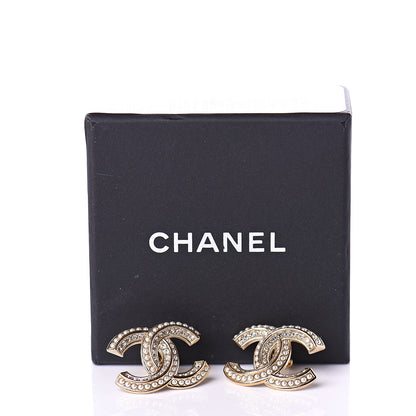 Chanel Crystal Pearl Chain Mania CC Earrings Gold 5 of 5