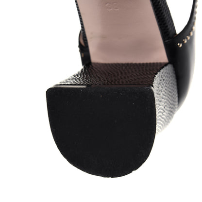 Fendi Calfskin Studded Chameleon Block Heel Pumps 38 Black 10 of 11