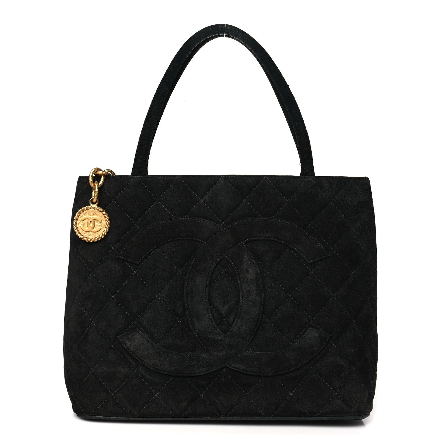 Chanel Suede Quilted Medallion Tote Black 1 of 12