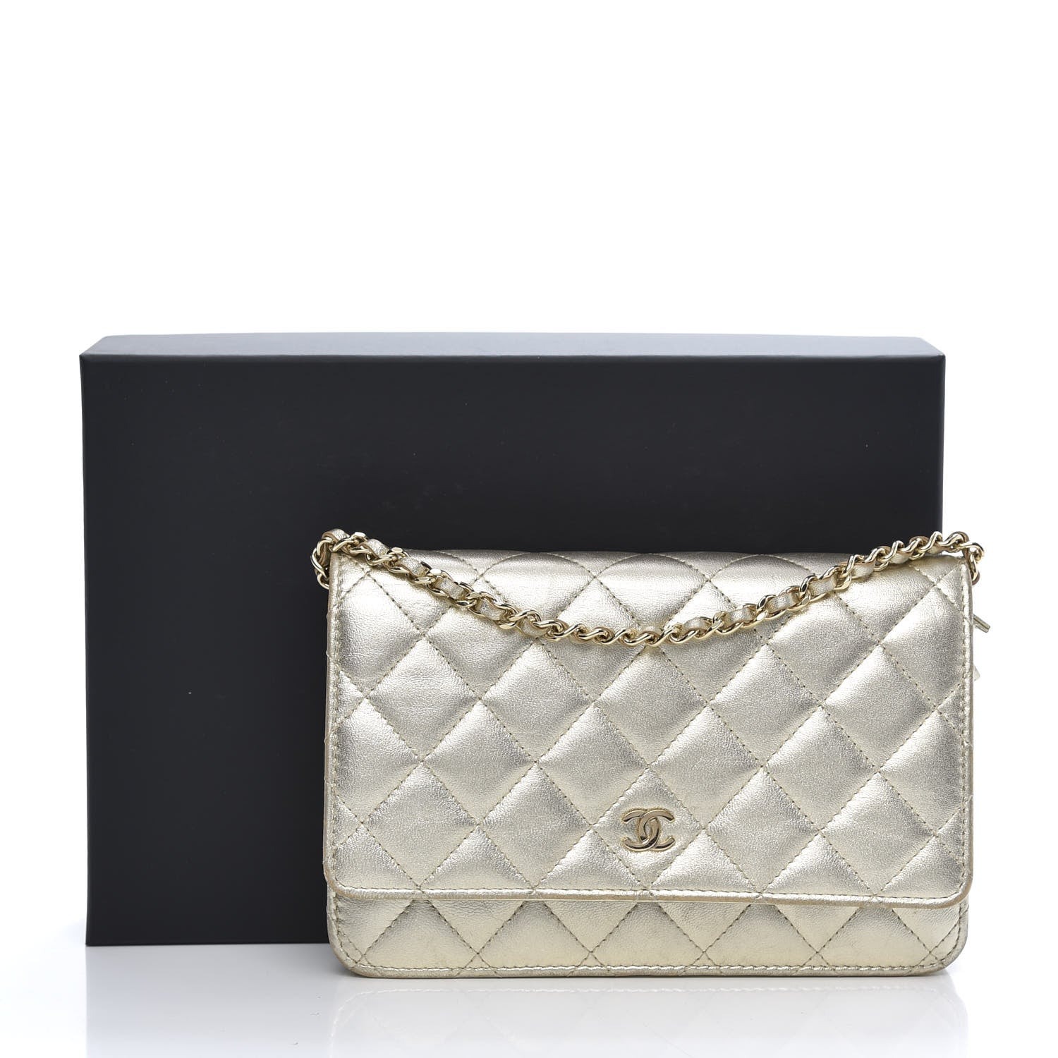 Chanel Quilted Wallet On Chain WOC Gold 13 of 13
