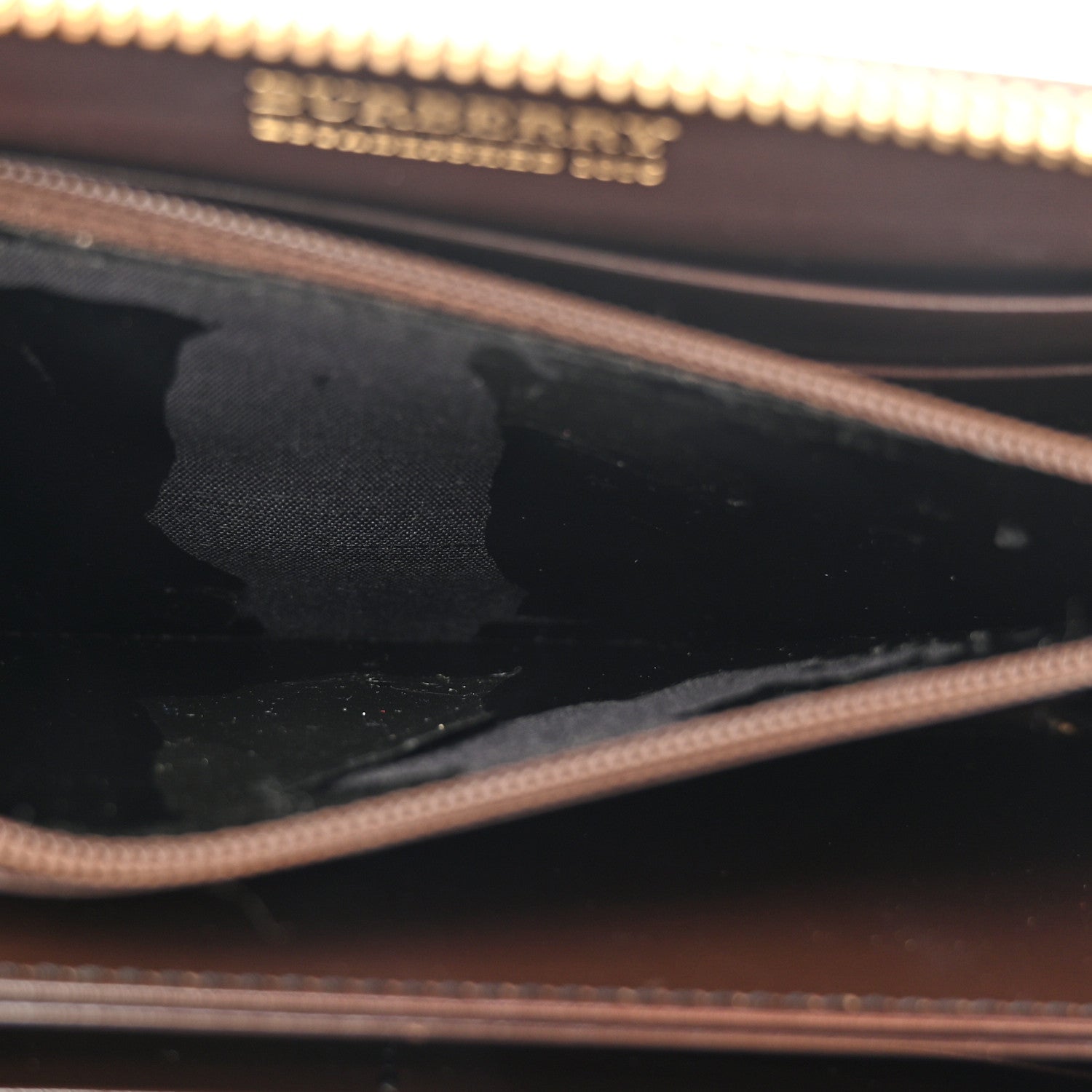 Burberry Haymarket Check Large Zip Around Wallet Brown 1797654