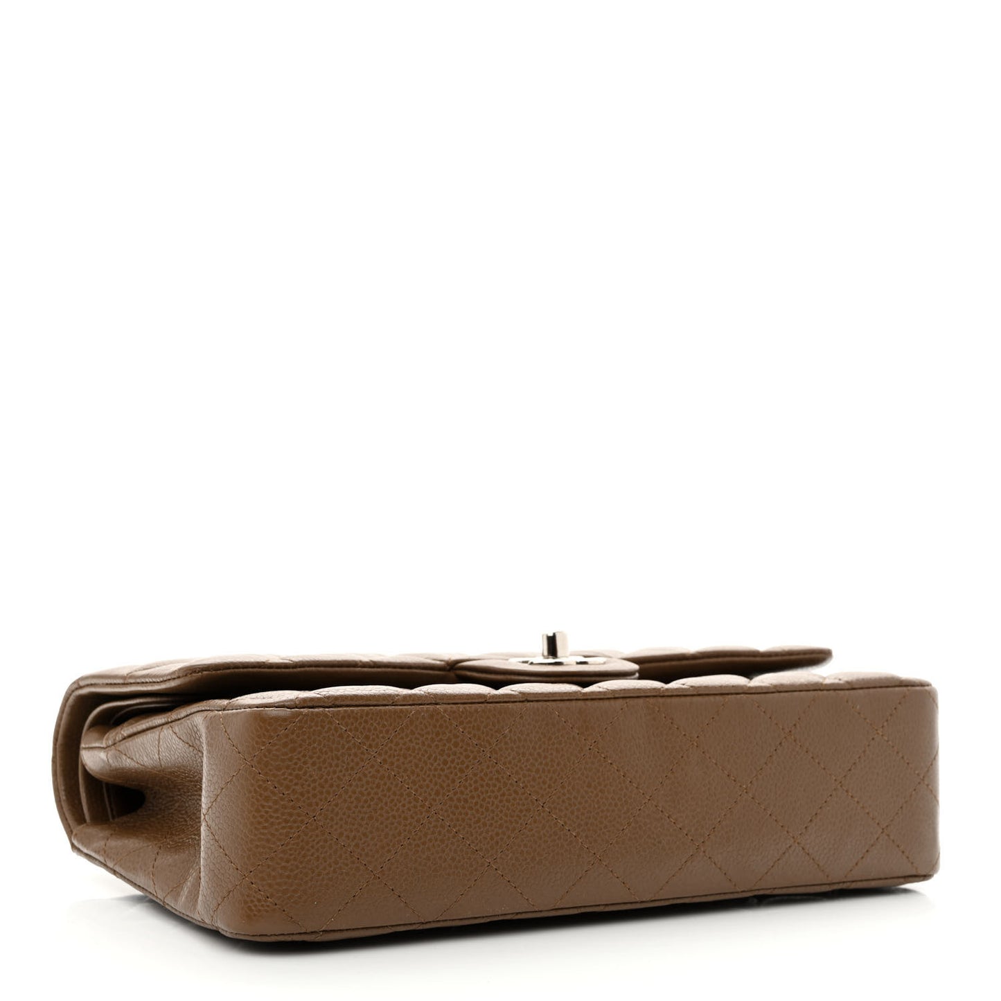 Caviar Quilted Medium Double Flap Brown