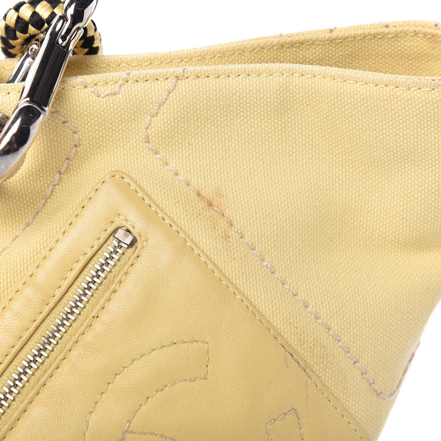 Canvas Stitched CC N°5 Shopping Tote Yellow