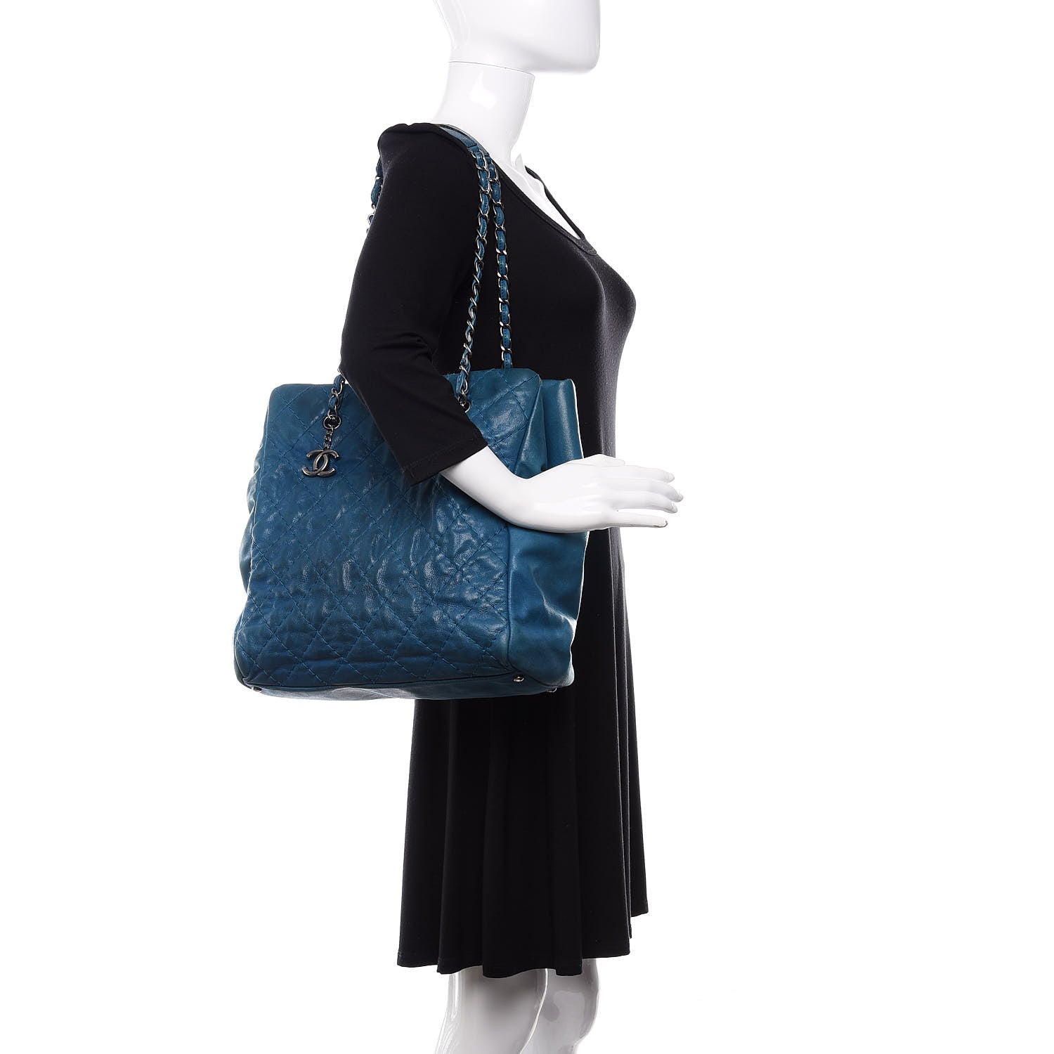Chanel Iridescent Calfskin Quilted Shopping Tote Blue 2 of 19