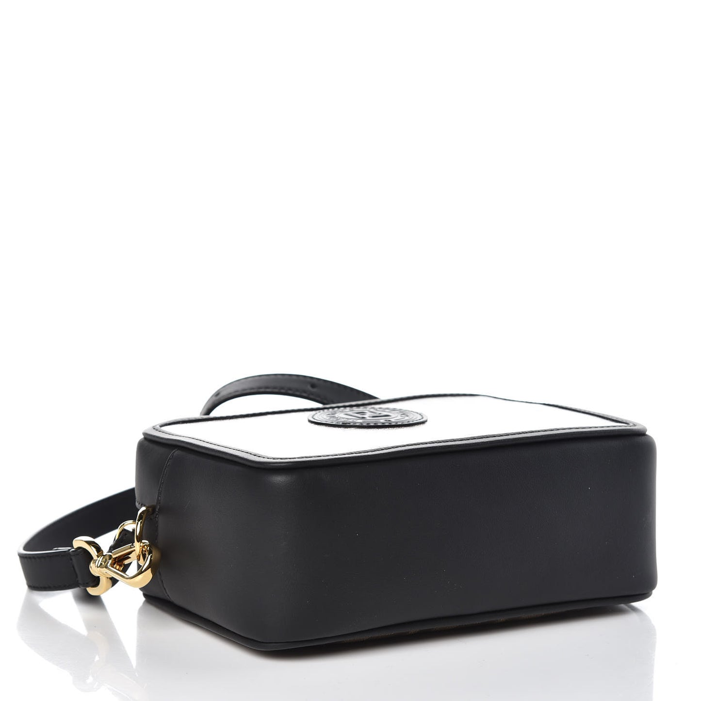 Glazed Fabric Vitello Century FF 1974 Stamp Patch Mini Camera Case Mogano Panna Black