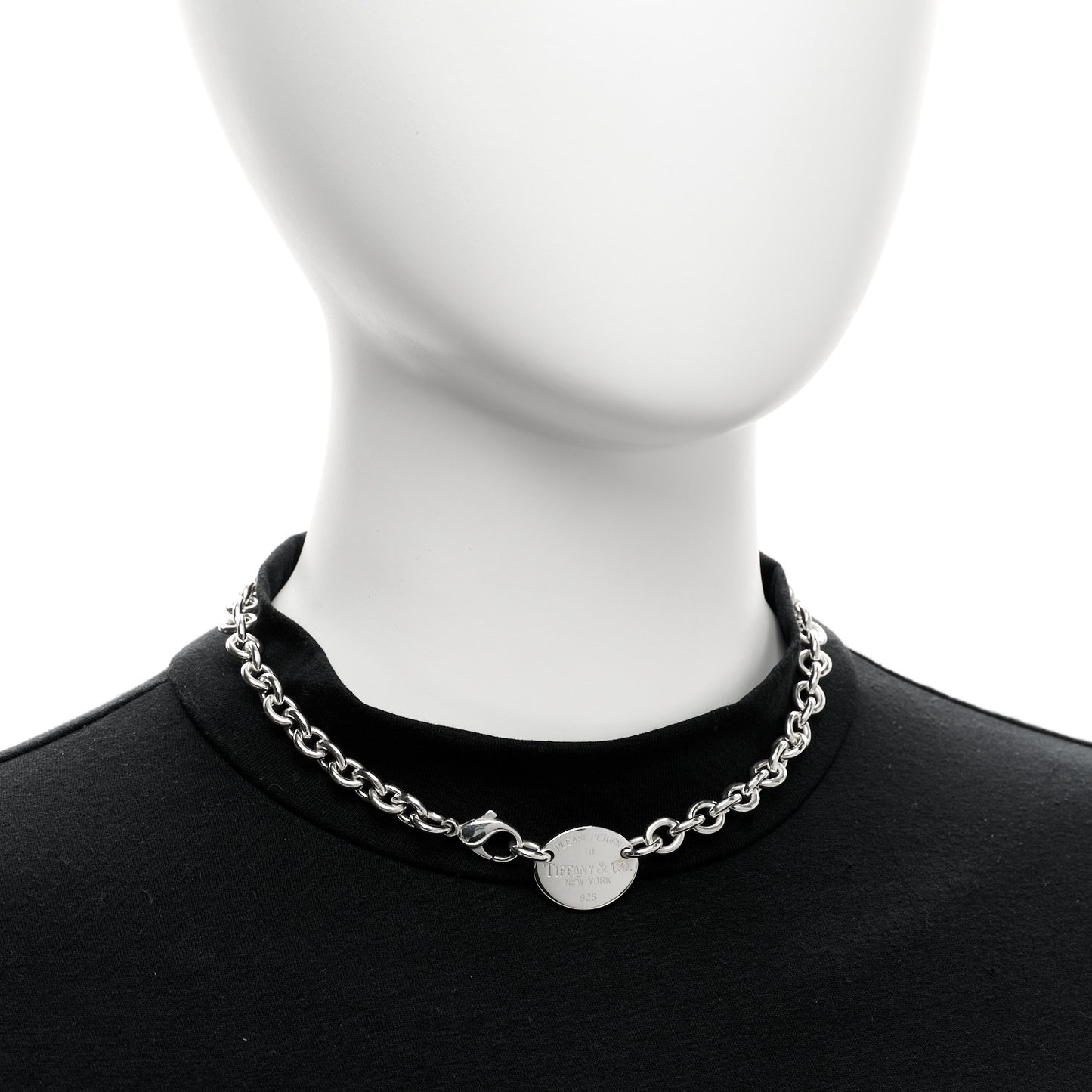 Sterling Silver Return to Tiffany Oval Tag Choker Necklace