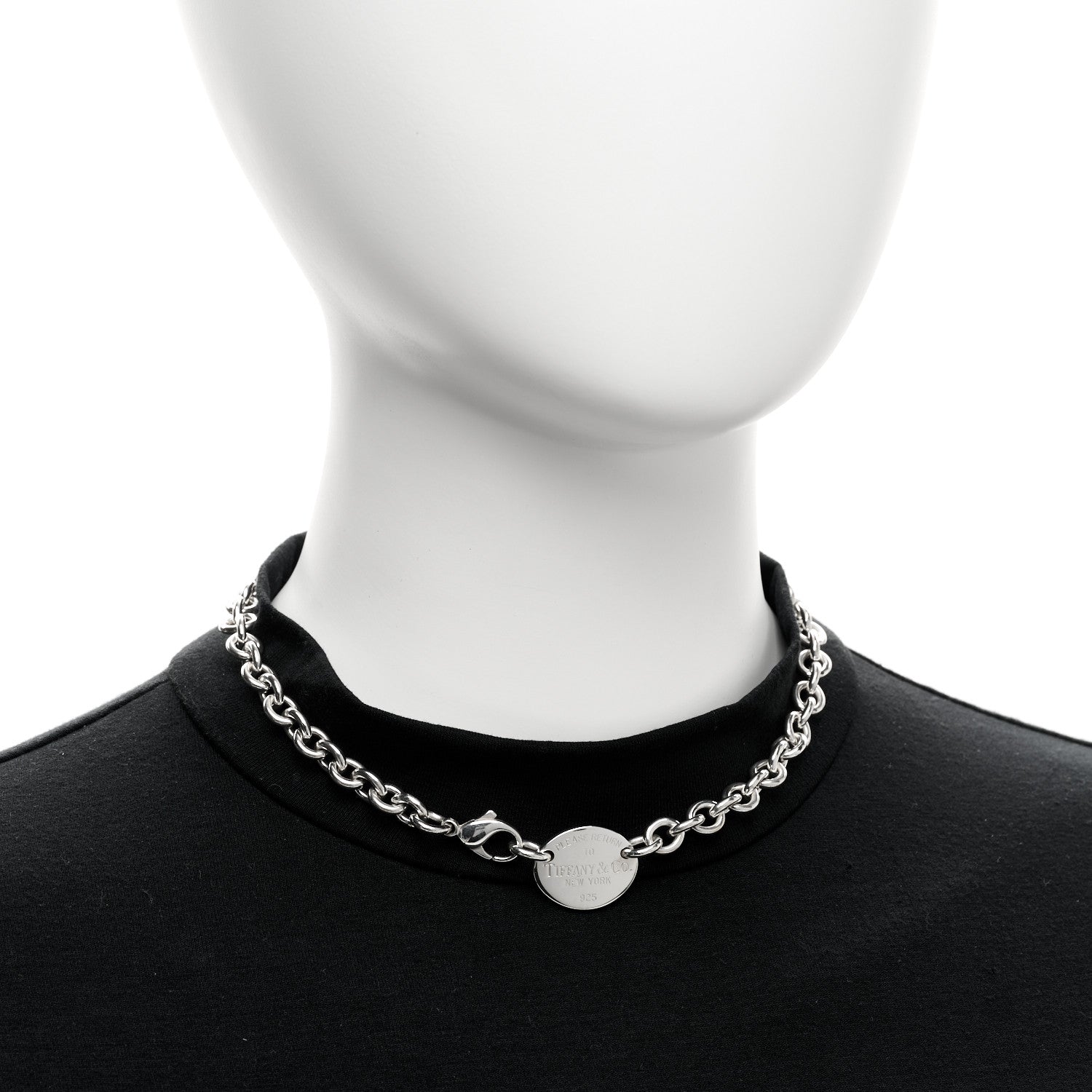 Tiffany Sterling Silver Return to Tiffany Oval Tag Choker Necklace 2 of 4