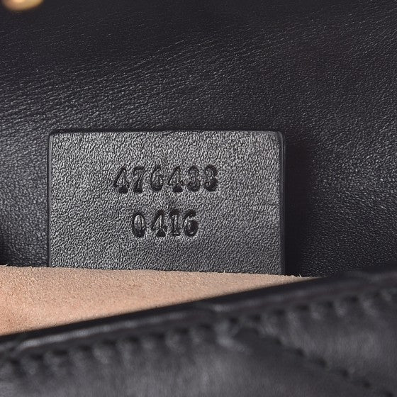 Gucci Calfskin Matelasse Super Mini GG Marmont Shoulder Bag Black 7 of 9