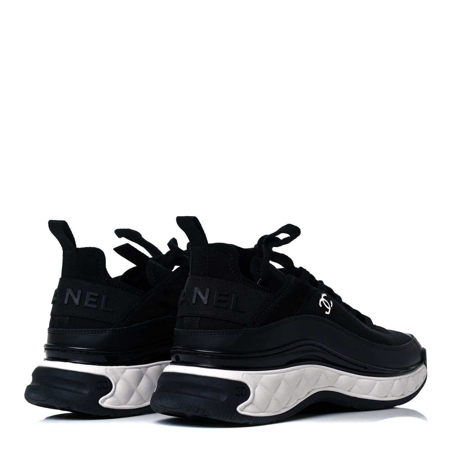 Chanel Velvet Calfskin Mixed Fibers CC Sneakers 41 Black 4 of 7