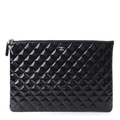 Chanel Patent Calfskin Quilted Valentine Hearts Large Cosmetic Case Black 1 of 11