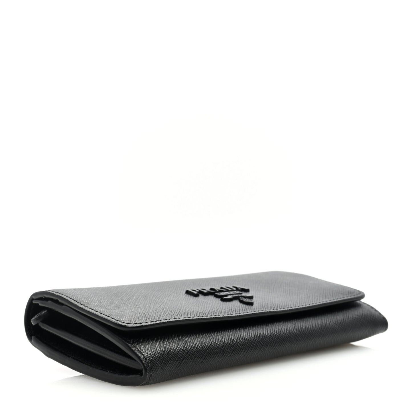Saffiano Metal Continental Flap Wallet Black