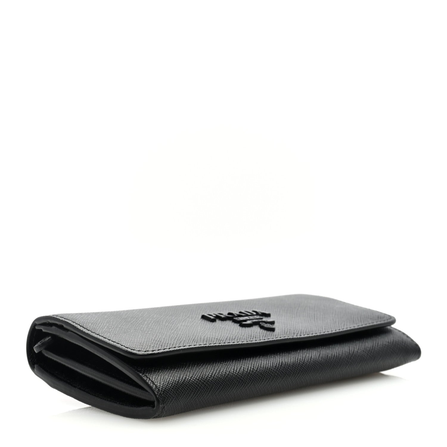 Prada Saffiano Metal Continental Flap Wallet Black 5 of 7