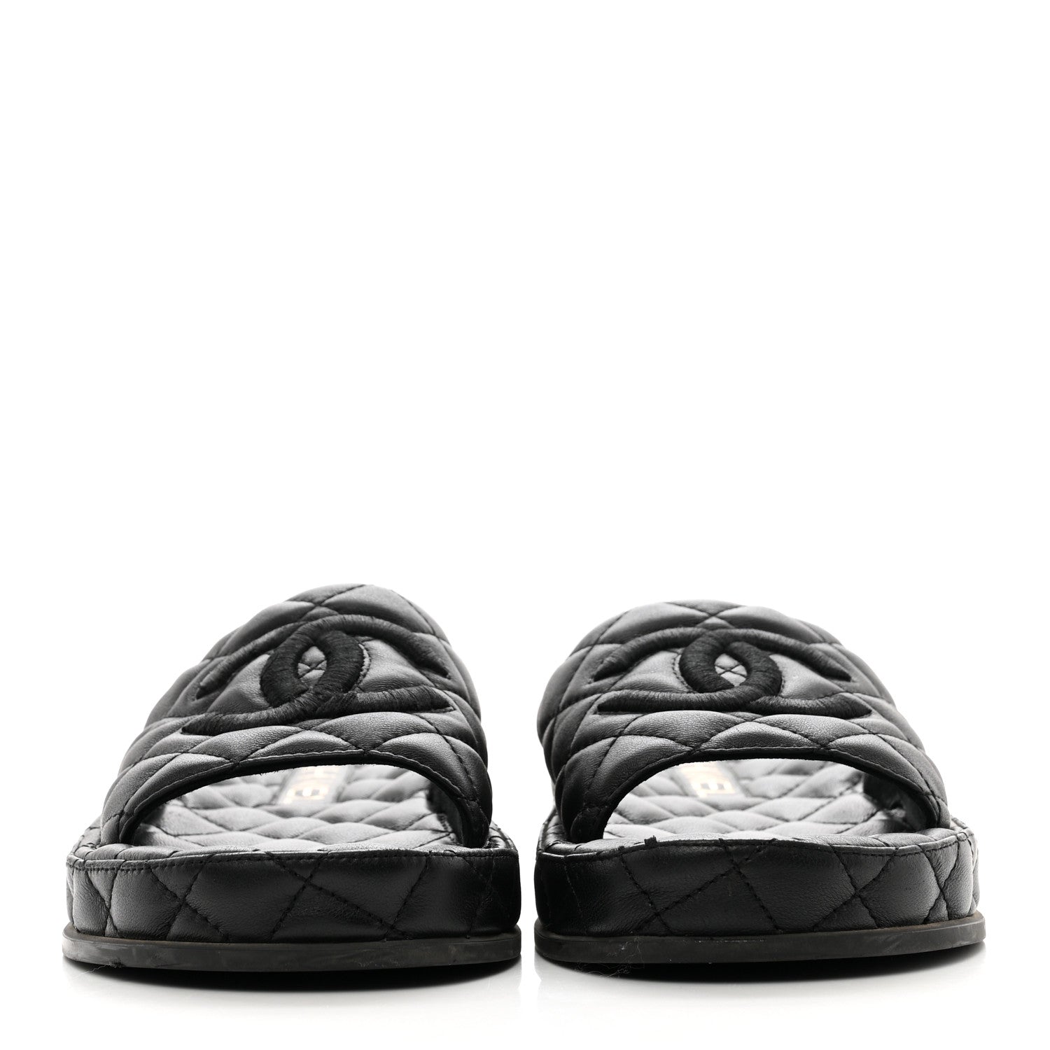 Chanel Lambskin Quilted CC Mules Sandals 36 Black 2 of 9