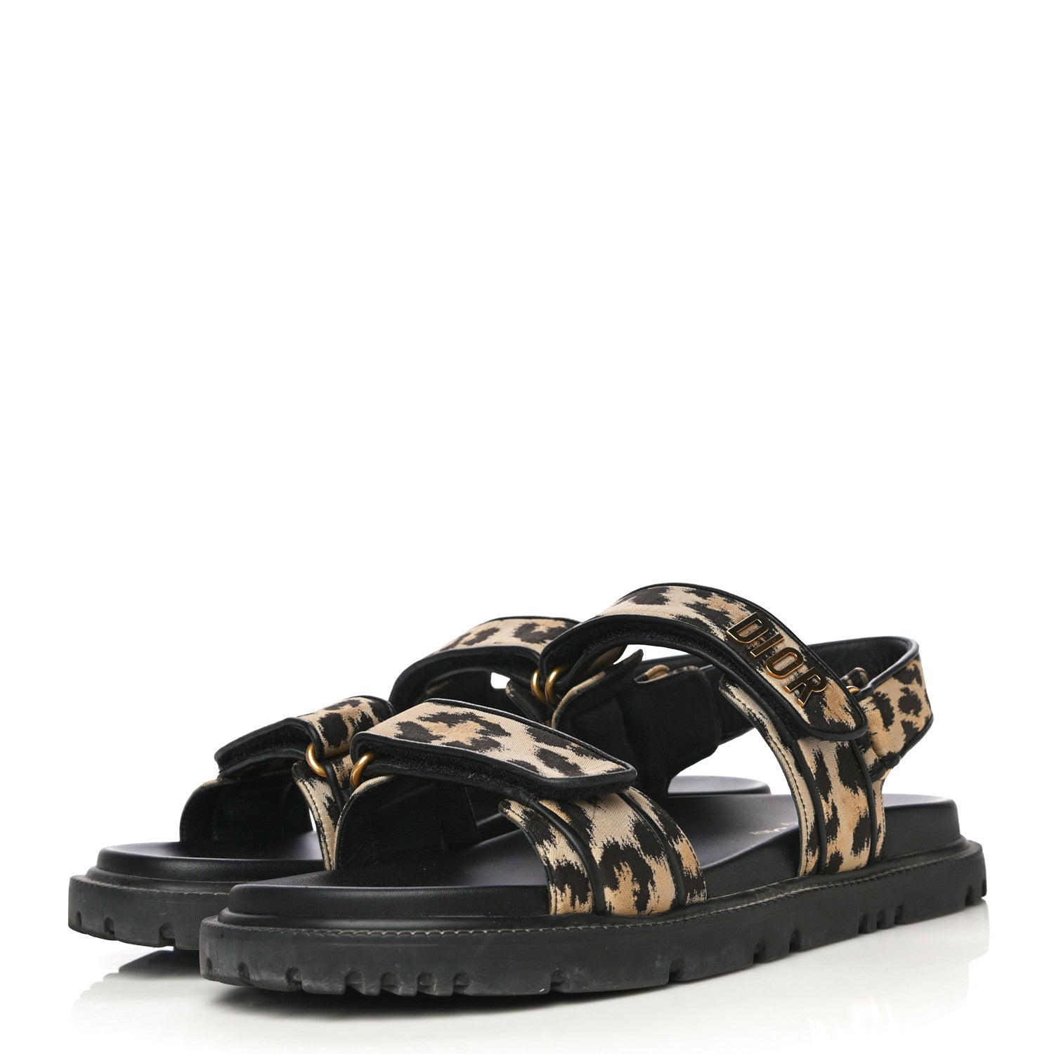 Christian Dior Technical Fabric Mizza Print DiorAct Sandals 41 Beige Multicolor 3 of 14