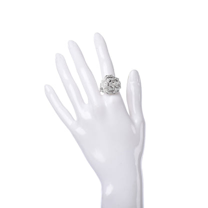 Chanel 18K White Gold Diamond Bouton de Camélia Ring 56 7.5 2 of 6