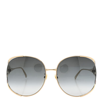 Gucci Metal Oversized Round Frame GG0225S Sunglasses Gold 2 of 6