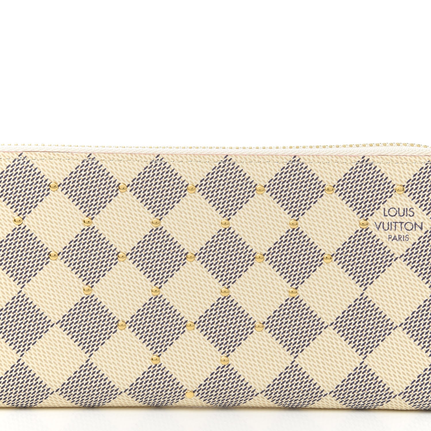 Louis Vuitton Damier Azur Studded Clemence Wallet Rose Ballerine 10 of 10