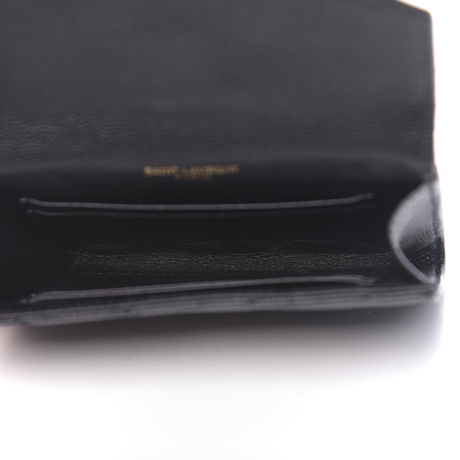 Saint Laurent Grain De Poudre Matelasse Chevron Small Monogram Envelope Wallet Black 5 of 9